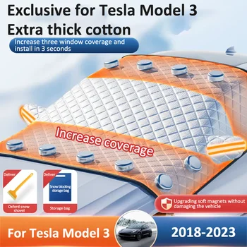 для Tesla Модель 3 2018 ~ 2023 2022 Лобовое Стекло Автомобиля Снежный Щит Зимнее Покрытие Переднее Стекло Защита От Замерзания Наружный Снежный Покров