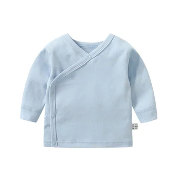 Новорожденный ребенок, однотонная хлопковая футболка, детская одежда с длинным рукавом для девочек, одежда для малышей 0-24 месяцев, топы для мальчиков, повседневная одежда
