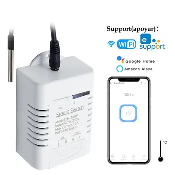 eWeLink TH16 Smart Switch Беспроводной контроль температуры и влажности 16A WiFi переключатель Умный Дом Совместим с Alexa Google Home