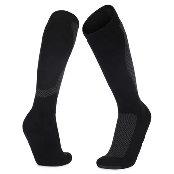Зимние Мужские Женские лыжные носки с подогревом, теплые носки для велоспорта, футбола, сноуборда, утолщенные носки с высокой трубкой