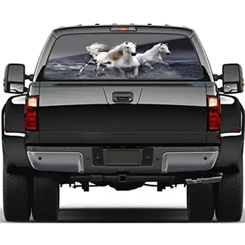 Наклейка на грузовик YOURKEY - наклейки на задние стекла с принтом белых лошадей для грузовиков, графические изображения животных на задних стеклах, автомобильные наклейки и графика