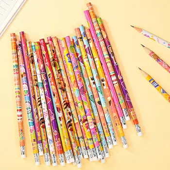 24шт Карандашей с Днем Рождения Забавные деревянные карандаши с верхними ластиками для детских принадлежностей для празднования Дня рождения и подарков