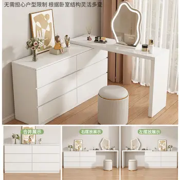 Минималистичный комод Туалетный столик Комод Косметический шкафчик Стол для макияжа в главной спальне в кремовом стиле