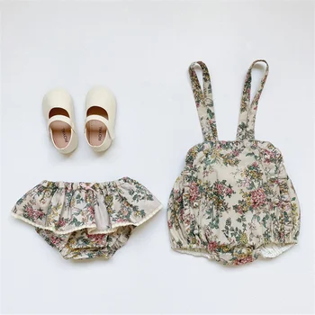 Одежда для маленьких девочек, классический Летний хлопковый комбинезон с цветочным рисунком для маленьких девочек, боди, штаны для новорожденных девочек, комбинезон для девочек от 0 до 5 лет