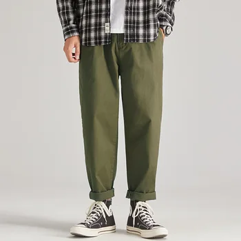 Высококачественные японские брюки-карго для мужчин, новые мужские черные повседневные брюки армейского зеленого цвета, прямые брюки, мужские брюки оверсайз