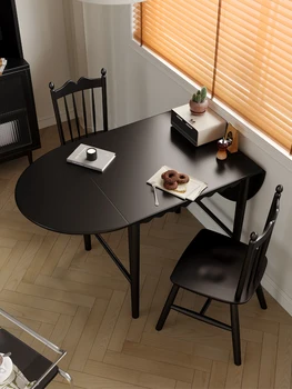 Французский ретро-овальный складной обеденный стол из цельного дерева black light luxury home