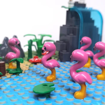Зоопарк MOC Джунгли Фламинго Ферма Сцена Строительные Блоки Части Животных Кирпичи Игрушки Пастбище Совместимо С LEGO