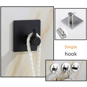 Черные серебристые крючки для ванной, Кухонная вешалка, настенный крючок из нержавеющей стали для ключей, крючок для пальто, крючок для полотенец, крючок для халата, оборудование для ванной комнаты