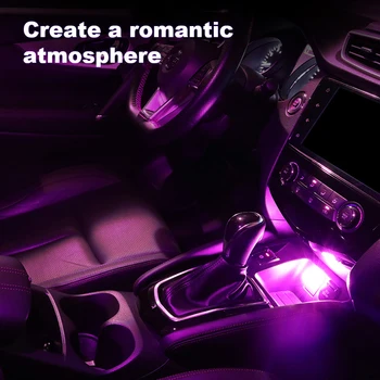 Автомобильная USB Атмосферная лампа Беспроводная вспышка Красочные огни Автоматическое Декоративное освещение Ночные огни Зарядка мобильных устройств компьютера