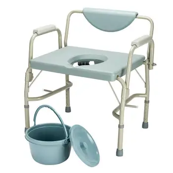 Медицинский алюминиевый стул для горшка с очень широким комодом, прикроватный стул для унитаза с унитазом