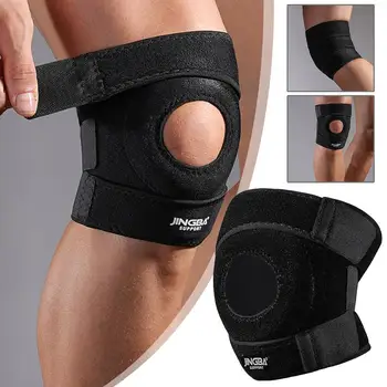 Регулируемые Компрессионные наколенники Из черного полиэфирного волокна, Спортивный Дышащий бандаж для поддержки колена, Эластичная Защитная экипировка для тренировок G0w1