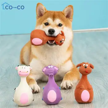 Резиновые игрушки для скрипучих собак, устойчивые к укусам, жевательные игрушки для собак из латекса в форме животных, щенки средних и крупных размеров, звуковые интерактивные игрушки для собак