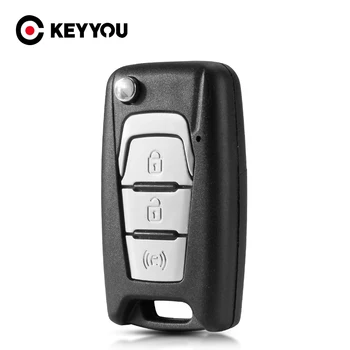 KEYYOU 3 кнопки Smart Key Shell Case Fob Модифицированный Флип-корпус дистанционного ключа для Ssangyong Korando New Actyon C200 2016 2017