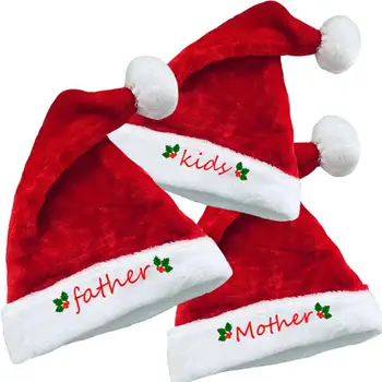 2023 Плюшевая Рождественская Шляпа Семейная Высококачественная Короткая Плюшевая Рождественская Шляпа Рождественское Украшение Для Взрослых Детей Милые Шапки Navidad Noel Santa