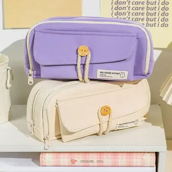 Настольная сумка для хранения большой емкости, 5 цветов, многослойная косметичка для макияжа в корейском стиле, сумка для карандашей, школьные принадлежности