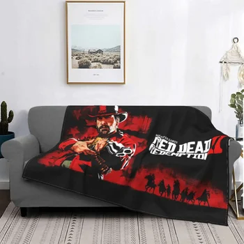 Флисовое одеяло Red Dead Redemption 2 RDR2, ковбойское одеяло американского Запада для дивана в спальне, Ультрамягкий коврик для кровати