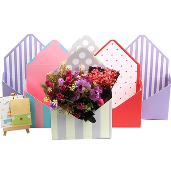 Полосатый Романтический конверт, Держатель коробки для цветов, Бумажная упаковка для флористического букета, Коробка для хранения для свадьбы, помолвки, декора вечеринки