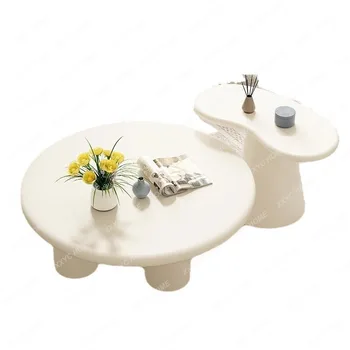 Журнальный столик в кремовом стиле, современный минималистичный столик для гостиной, креативный столик для дома, круглый столик в скандинавском стиле маленькой квартиры