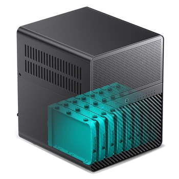 JONSBO N3 Mini NAS Case ITX 8 + 1 Дисковый мини-алюминиевый корпус со стальной пластиной Поддерживает 130-мм процессорный кулер, в стандартную комплектацию входят два вентилятора 100 × 25 мм