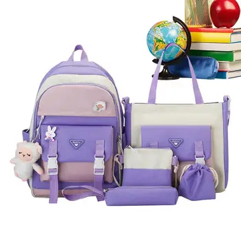 Эстетичные рюкзаки, комплект рюкзаков для девочек, сумка для книг средней школы, школьная сумка с сумкой через плечо, сумка для карандашей, поясная сумка, многофункциональная