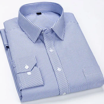 Негабаритная мужская рубашка с длинными рукавами 9XL 8XL, повседневная деловая Классическая рубашка в клетку и полоску, приталенная Мужская рубашка на пуговицах для светской жизни.