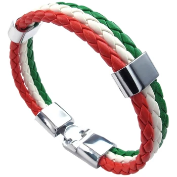 Ювелирный браслет, браслет с итальянским флагом, кожаный сплав, для мужчин и женщин, зеленый, белый, красный (ширина 14 мм, длина 23 см)