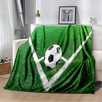 Зеленое травяное футбольное спортивное одеяло, изготовленные на заказ диванные домашние одеяла для кроватей, домашние и офисные теплые одеяла, пледы