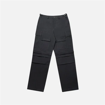 Черные Съемные брюки-карго Для мужчин С регулируемой талией, Хлопковые Джоггеры для бега трусцой 2023, Осенняя Уличная Одежда