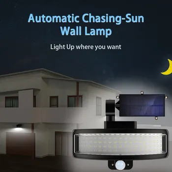 Автоматический Настенный Светильник Chasing-Sun на солнечной энергии IP65 Water Proof PIR 76 LED Wall Light Outdoor Security Lamp