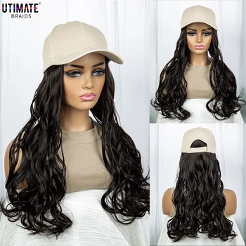 22 дюйма Синтетический бейсбольный парик для девочек, Волнистая шапочка для тела, Парик для женщин, соединенный с натуральными волосами, Термостойкое волокно для женщин