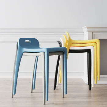 4 шт. Современные стулья для кухни, обеденные стулья с пластиковым утолщением, креативные цветные барные стулья, стул для маникюра с наложением