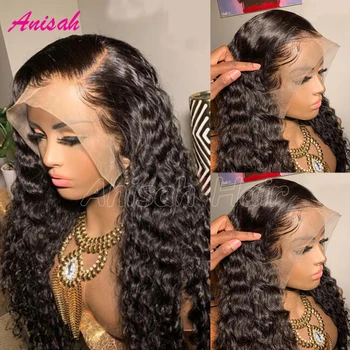 13x6 Кудрявых париков из человеческих волос на кружеве, глубокая волна, парик на кружеве, HD Прозрачный Бразильский парик с водной волной 13x4 для женщин