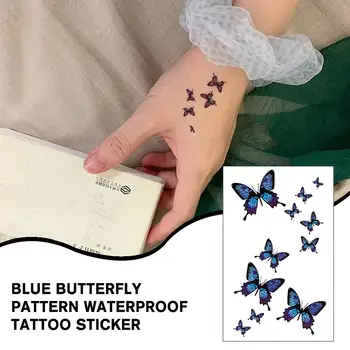 Сексуальные 3D Наклейки С Временной Татуировкой Бабочки На Ключице Одноразовая Водонепроницаемая Бумага Blue Butterfly Art Transfer Water Printi K6J3
