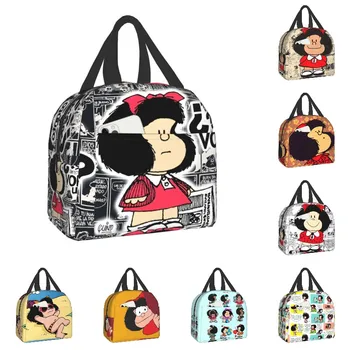 Винтажная сумка для ланча из комиксов Quino Mafalda с изоляцией для женщин Портативный мультяшный термохолодильник Mang Ланч Бокс Офис Пикник Путешествия