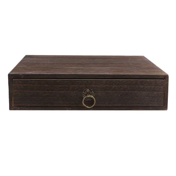 Винтажная деревянная настольная органайзер, Многослойный ящик для хранения ювелирных изделий, Пылезащитный ящик для документов с ручкой