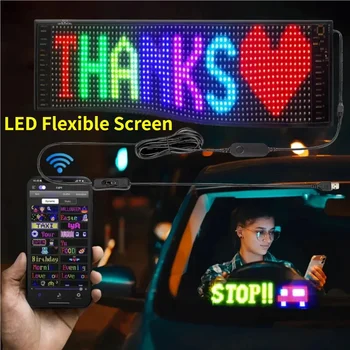 Светодиодная Автомобильная Пиксельная Панель Вывесок С Прокруткой Яркой Рекламы Светодиодный Гибкий Экран USB Bluetooth App Control для Магазина Заднего Стекла Такси