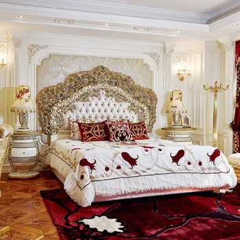 новая модель роскошной деревянной мебели для спальни king size в стиле итальянского барокко