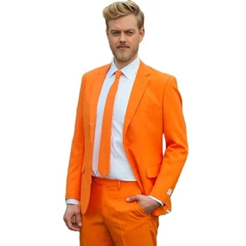Новейший дизайн, оранжевый костюм из 2 предметов для мужчин 2023, Смокинги для жениха, сшитые на заказ, деловые костюмы больших размеров, мужской костюм