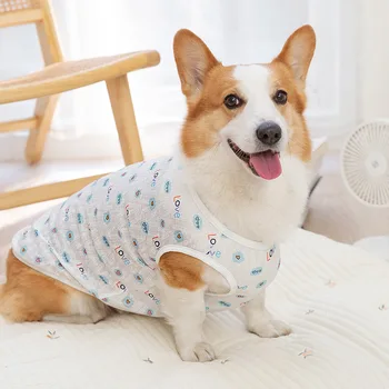 Весна лето одежда для животных щенок котенок мультфильм дизайн жилет для средних и больших собак, дышащий пуловер корги бульдог Мопс