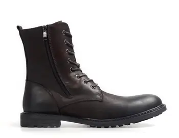 Мужские зимние теплые высокие ботинки, черные повседневные военные ботинки из натуральной коровьей кожи, кожаные ботинки Martin
