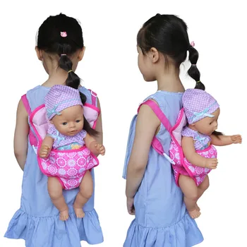Детский плюшевый рюкзак-переноска Аксессуары для кукол Передняя / задняя переноска с ремнями Подходит для кукол от 15 до 18 дюймов