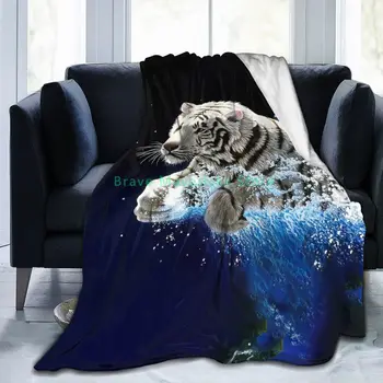 одеяло с 3D принтом животных, покрывало, ретро-постельное белье, квадратное шерстяное мягкое одеяло для пикника, Тигр